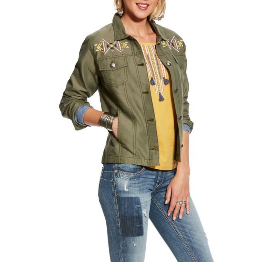 Ariat Olive Green Embroidered Utility Jacket